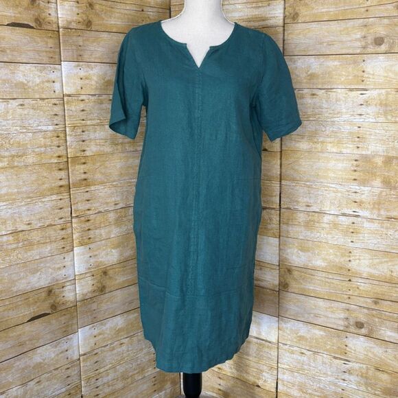 PURE JILL COASTLINE CASUAL LINEN GARMENT DYED SHIFT DRESS SIZE X-SMALL - Picture 1 of 3